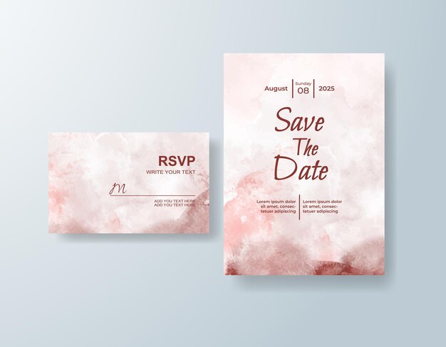 Invitación de boda con fondo de acuarela abstracta