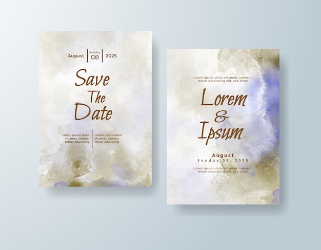 Invitación de boda con fondo de acuarela abstracta