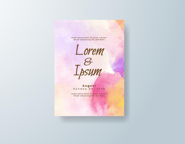 Invitación de boda con fondo de acuarela abstracta