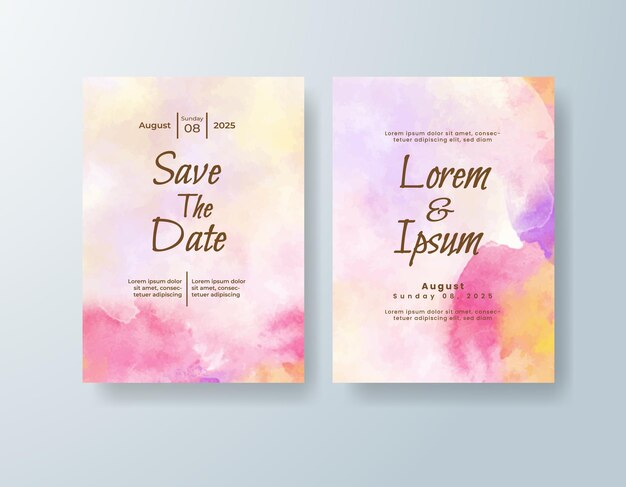 Invitación de boda con fondo de acuarela abstracta