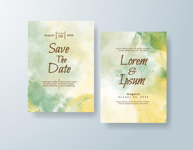 Invitación de boda con fondo de acuarela abstracta