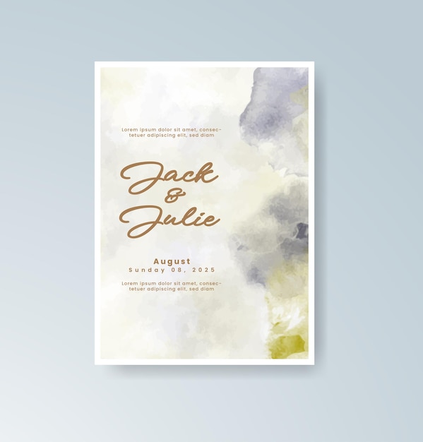 Invitación de boda con fondo de acuarela abstracta