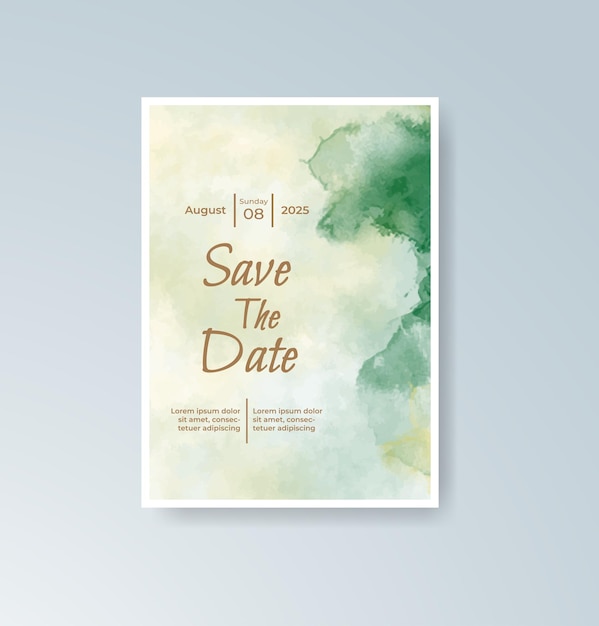 Invitación de boda con fondo de acuarela abstracta