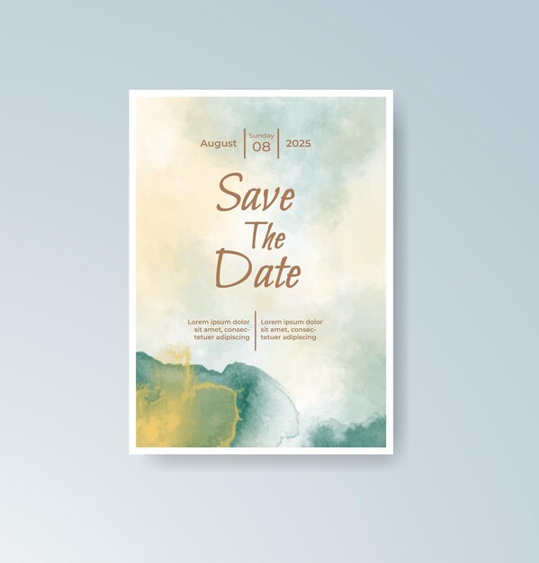 Invitación de boda con fondo de acuarela abstracta