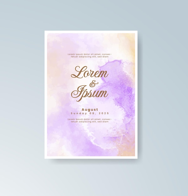 Invitación de boda con fondo de acuarela abstracta
