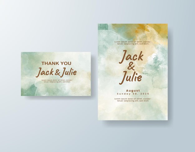 Invitación de boda con fondo de acuarela abstracta