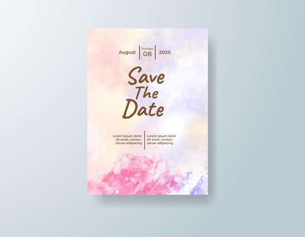 Invitación de boda con fondo de acuarela abstracta