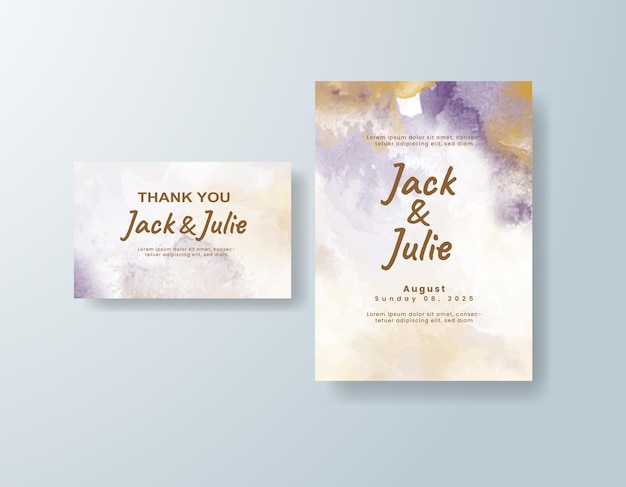 Invitación de boda con fondo de acuarela abstracta