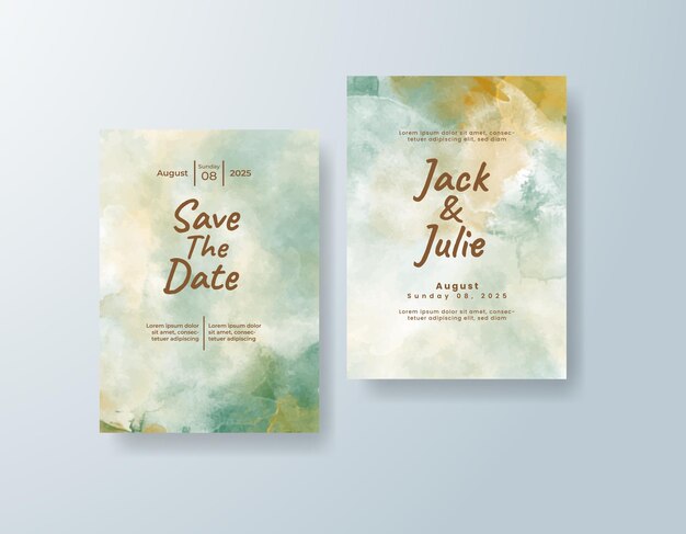 Invitación de boda con fondo de acuarela abstracta