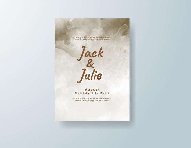Invitación de boda con fondo de acuarela abstracta