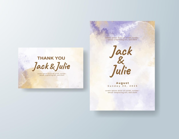 Invitación de boda con fondo de acuarela abstracta