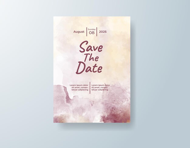Invitación de boda con fondo de acuarela abstracta