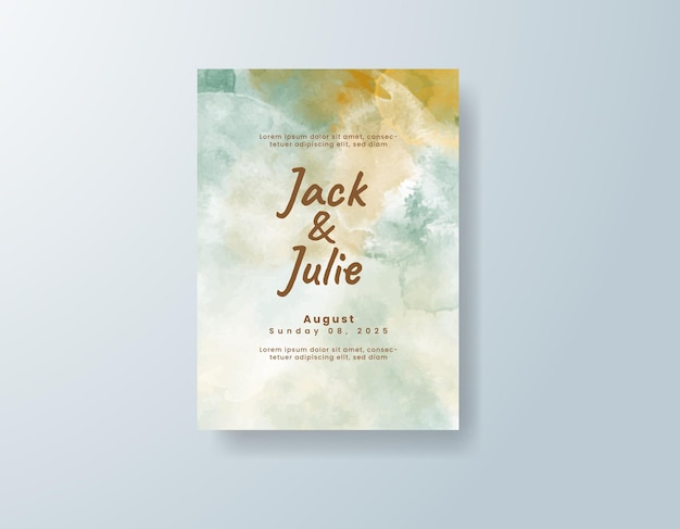 Invitación de boda con fondo de acuarela abstracta