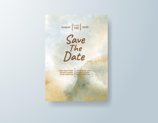 Invitación de boda con fondo de acuarela abstracta