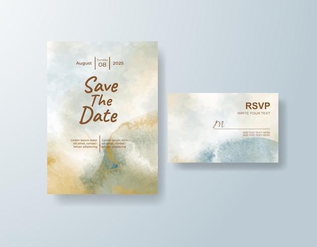 Invitación de boda con fondo de acuarela abstracta