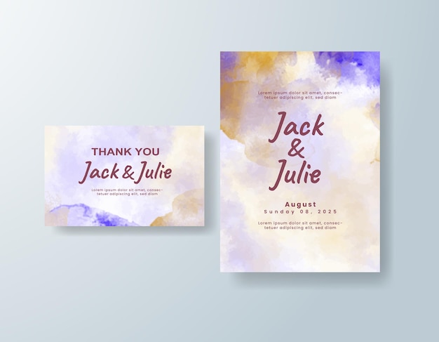Invitación de boda con fondo de acuarela abstracta