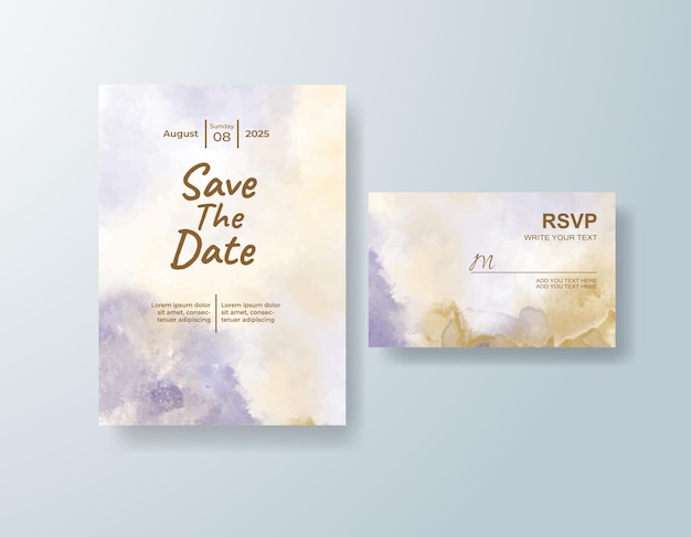 Invitación de boda con fondo de acuarela abstracta