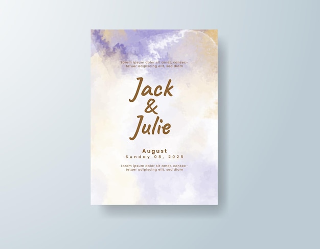 Invitación de boda con fondo de acuarela abstracta