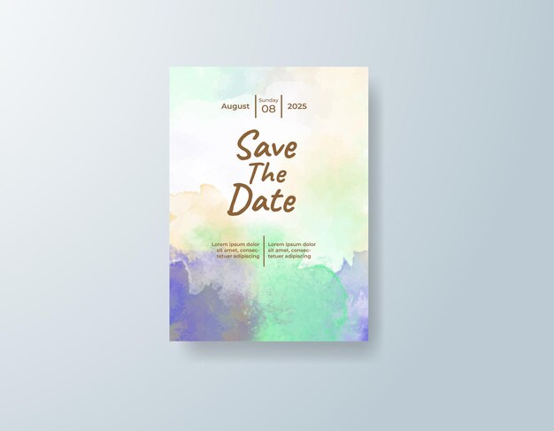 Invitación de boda con fondo de acuarela abstracta