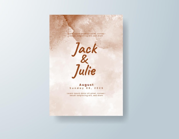 Invitación de boda con fondo de acuarela abstracta