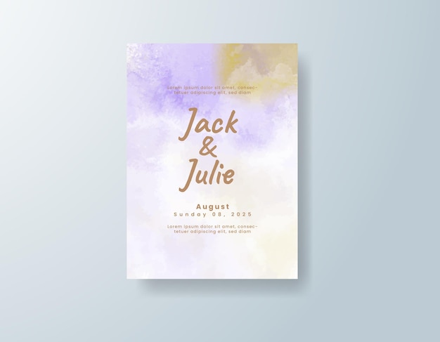 Invitación de boda con fondo de acuarela abstracta