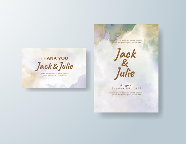 Invitación de boda con fondo de acuarela abstracta