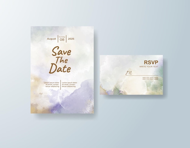 Invitación de boda con fondo de acuarela abstracta