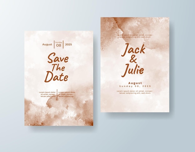 Invitación de boda con fondo de acuarela abstracta