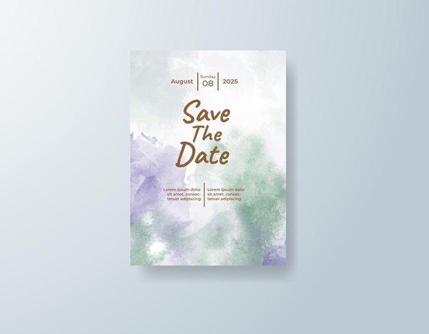 Invitación de boda con fondo de acuarela abstracta