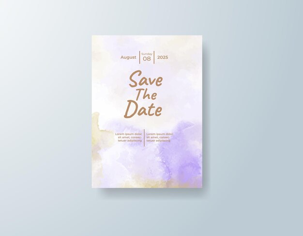 Invitación de boda con fondo de acuarela abstracta