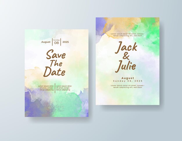 Invitación de boda con fondo de acuarela abstracta