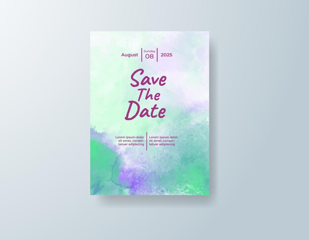 Invitación de boda con fondo de acuarela abstracta