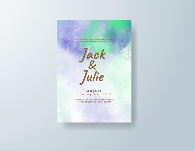 Invitación de boda con fondo de acuarela abstracta