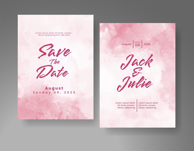 Invitación de boda con fondo de acuarela con salpicaduras abstractas