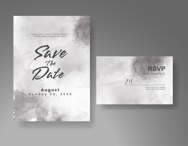 Invitación de boda con fondo de acuarela con salpicaduras abstractas