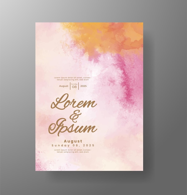 Invitación de boda con fondo de acuarela con salpicaduras abstractas