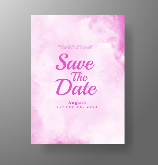 Invitación de boda con fondo de acuarela con salpicaduras abstractas