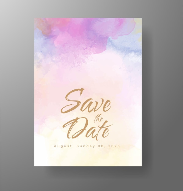 Invitación de boda con fondo de acuarela con salpicaduras abstractas