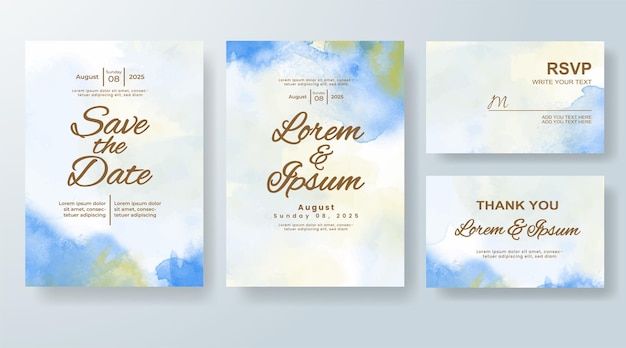 Invitación de boda con fondo de acuarela con salpicaduras abstractas