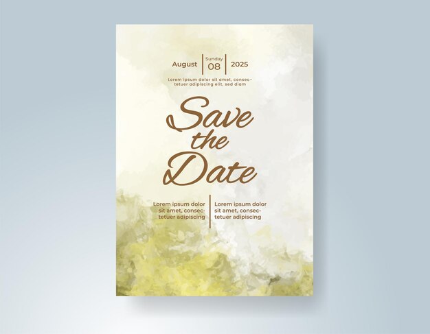 Invitación de boda con fondo de acuarela con salpicaduras abstractas