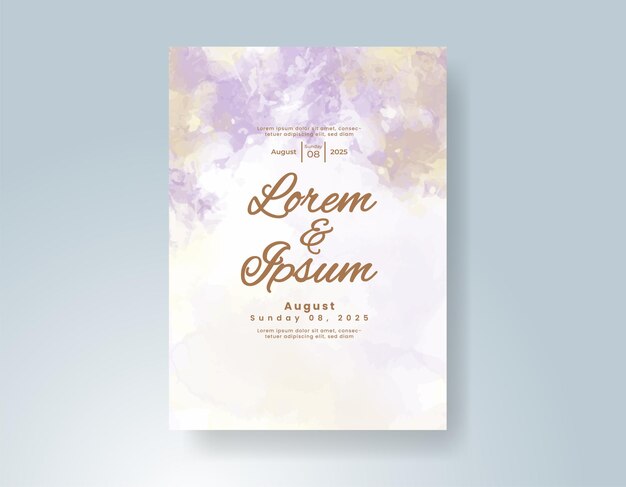 Invitación de boda con fondo de acuarela con salpicaduras abstractas