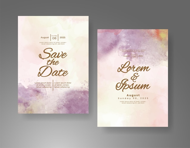 Invitación de boda con fondo de acuarela con salpicaduras abstractas