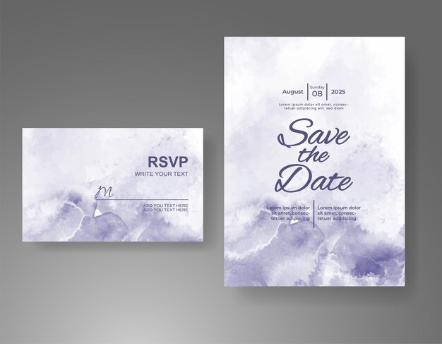 Invitación de boda con fondo de acuarela con salpicaduras abstractas