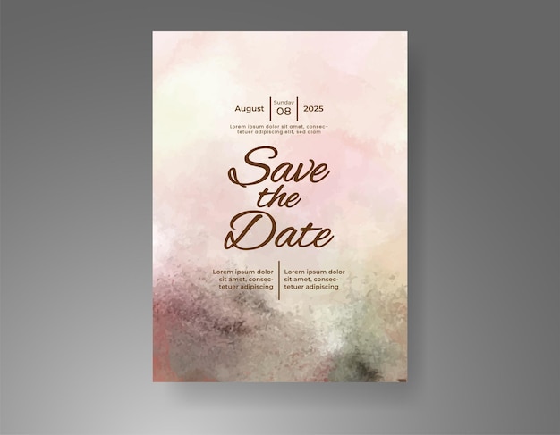 Invitación de boda con fondo de acuarela con salpicaduras abstractas