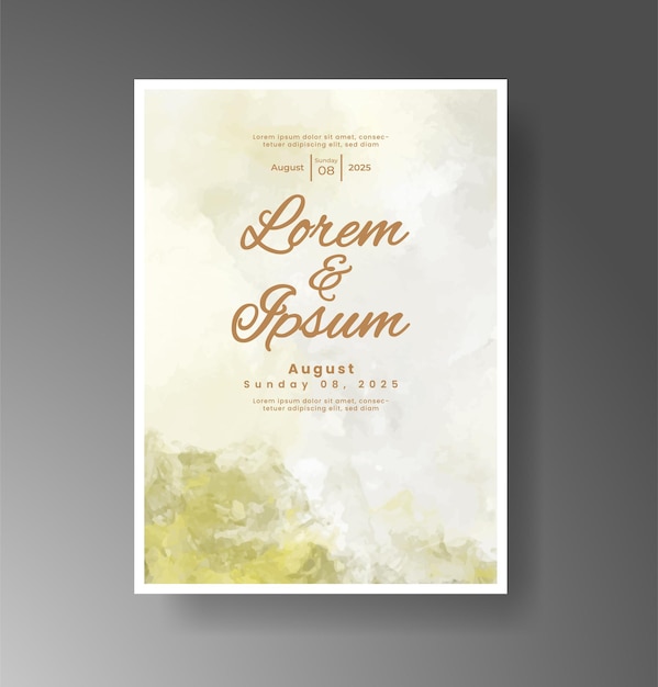 Invitación de boda con fondo de acuarela con salpicaduras abstractas