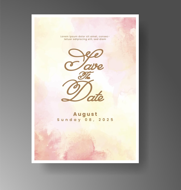 Invitación de boda con fondo de acuarela con salpicaduras abstractas