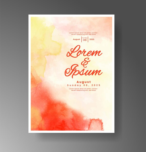 Invitación de boda con fondo de acuarela con salpicaduras abstractas