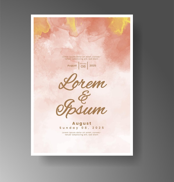 Invitación de boda con fondo de acuarela con salpicaduras abstractas