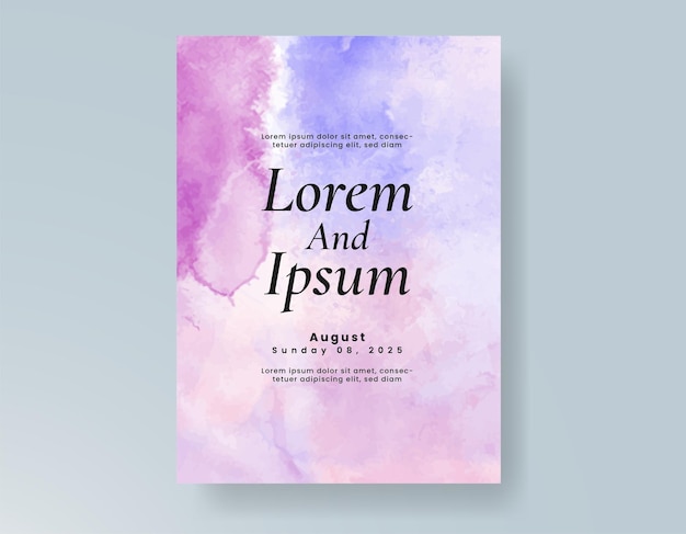 Invitación de boda con fondo de acuarela con salpicaduras abstractas