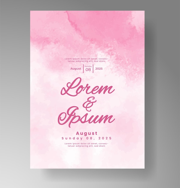Invitación de boda con fondo de acuarela con salpicaduras abstractas